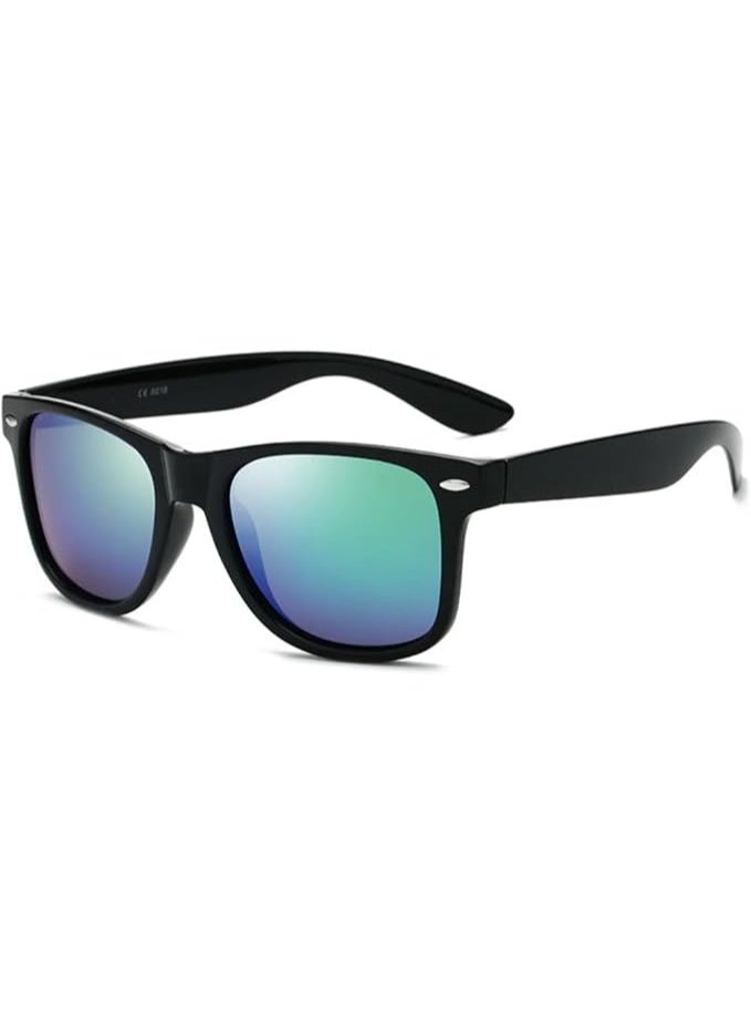 Polarized Sunglasses For Women And Men Glossy Black Frame Blue Green Lens UV400 Protection HD Vision Fashion Eyewear - Image 1