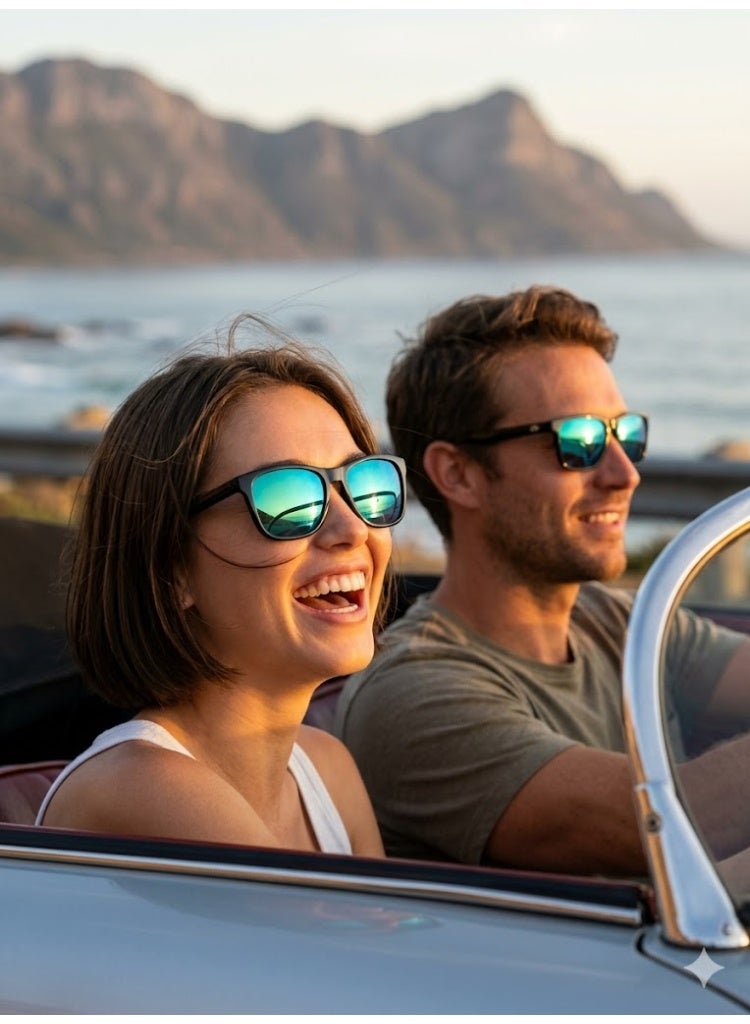 Polarized Sunglasses For Women And Men Glossy Black Frame Blue Green Lens UV400 Protection HD Vision Fashion Eyewear - Image 3