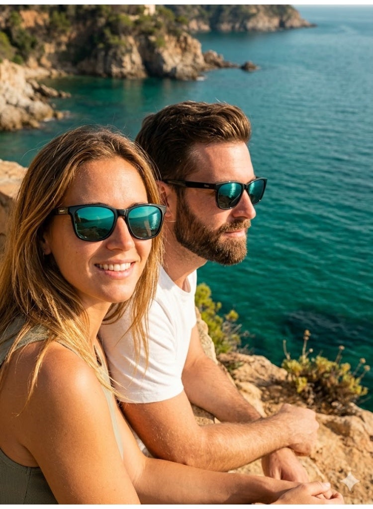 Polarized Sunglasses For Women And Men Glossy Black Frame Blue Green Lens UV400 Protection HD Vision Fashion Eyewear - Image 4
