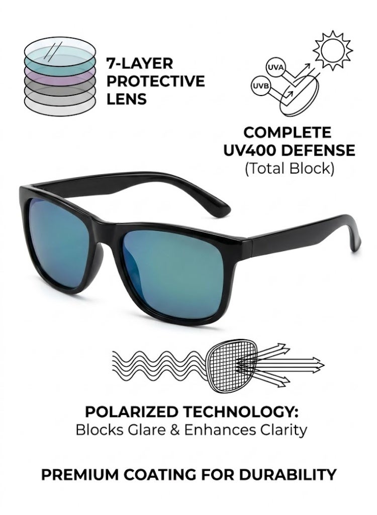 Polarized Sunglasses For Women And Men Glossy Black Frame Blue Green Lens UV400 Protection HD Vision Fashion Eyewear - Image 2
