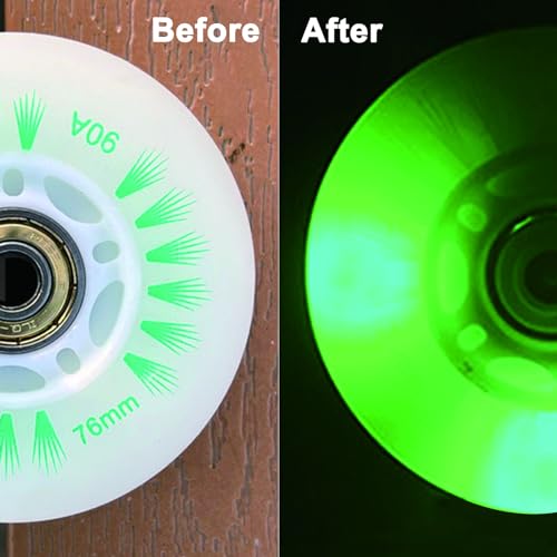 FYANER Light Up Inline Skate Wheels 4 Pack - Luminous Flash Inline Skates Replacement Wheel (Green, 76mm) - Image 4