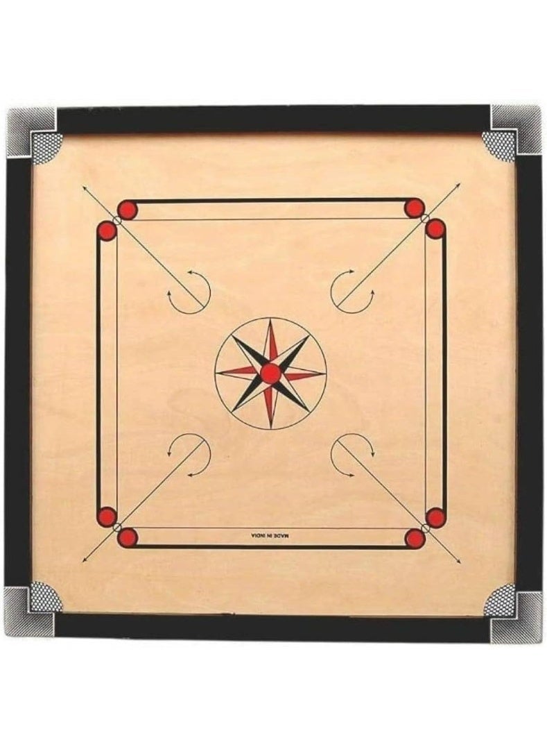 SNAPTRON Shiny Gloss Finish Full Carrom Board for Professionals and Clubs with Coins Striker and Boric Powder, 3 SIZES (32" x 32") - Image 1