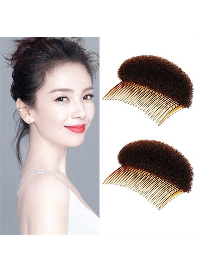 Bamboo Luxury 2Pcs Sponge Bump It Up Volume Hair Base Set Charming Bump It Up Volume Inserts Hair Bump Up Comb Hair Stick Bun Maker Bun Shaper Styling Insert Tool Hair Pad Accessories(Brown) - Image 1