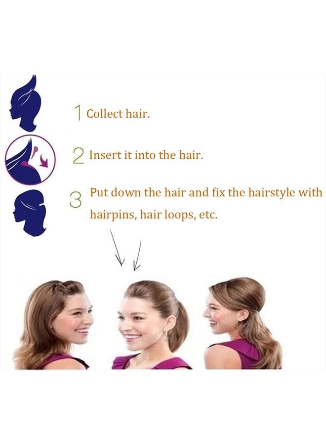 Bamboo Luxury 2Pcs Sponge Bump It Up Volume Hair Base Set Charming Bump It Up Volume Inserts Hair Bump Up Comb Hair Stick Bun Maker Bun Shaper Styling Insert Tool Hair Pad Accessories(Brown) - Image 5