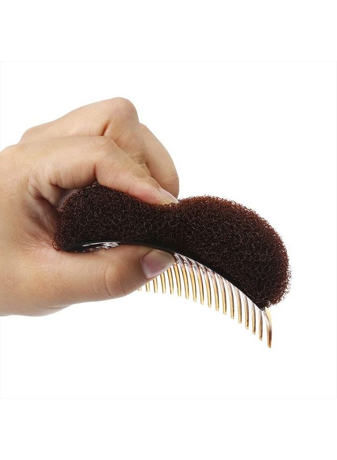 Bamboo Luxury 2Pcs Sponge Bump It Up Volume Hair Base Set Charming Bump It Up Volume Inserts Hair Bump Up Comb Hair Stick Bun Maker Bun Shaper Styling Insert Tool Hair Pad Accessories(Brown) - Image 2