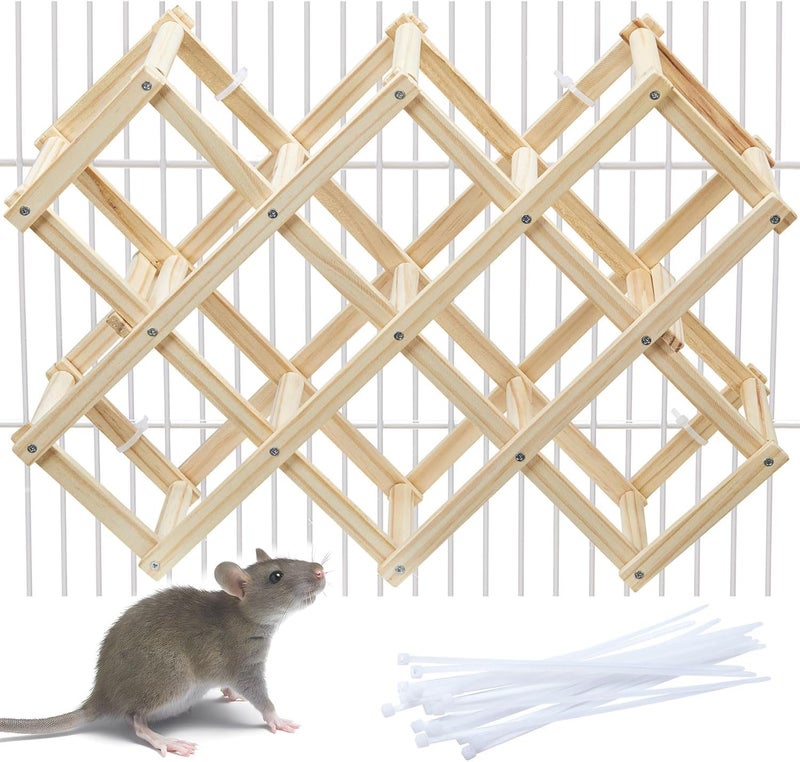 Jevnd Wooden Rat Climbing Toys, Natural Pet Rat Cage Accessories Climbing Ladder, Fancy Rats Enrichment Toy Activities, Hanging Rodent Toys for Pet Rats in Cage Playing Chewing (L, 1pc) - Image 1