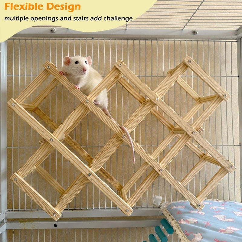Jevnd Wooden Rat Climbing Toys, Natural Pet Rat Cage Accessories Climbing Ladder, Fancy Rats Enrichment Toy Activities, Hanging Rodent Toys for Pet Rats in Cage Playing Chewing (L, 1pc) - Image 4