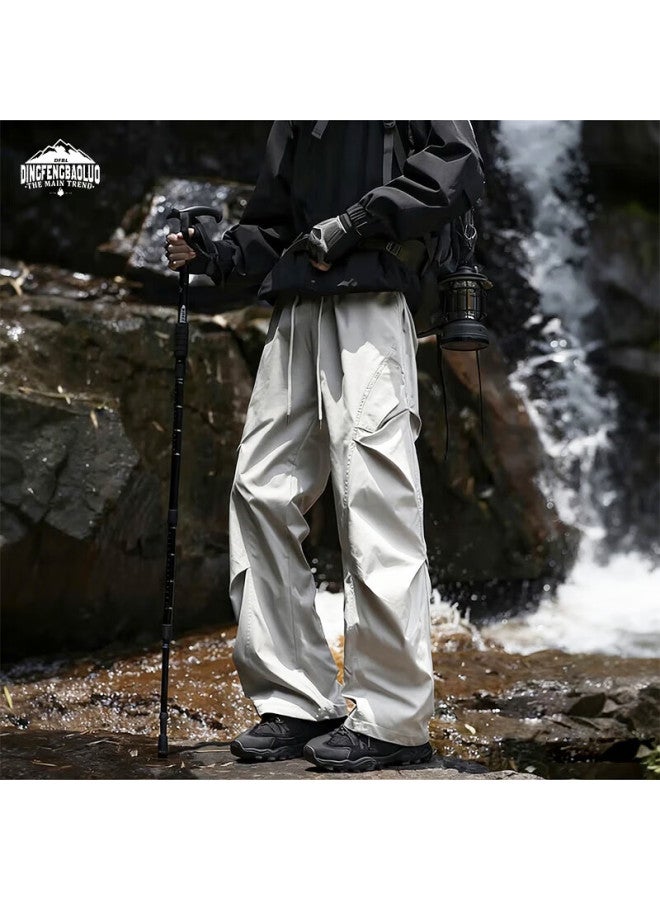 Dingfengbaoluo Men's Outdoor Work Pants Spring American Straight Loose Casual Wrinkle Trousers Dgm60 Light Gray 5XL - Image 1