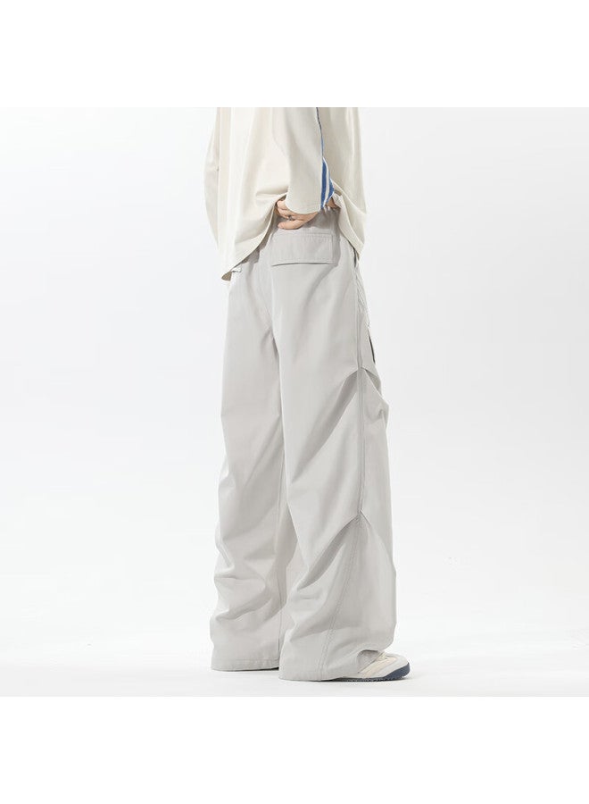 Dingfengbaoluo Men's Outdoor Work Pants Spring American Straight Loose Casual Wrinkle Trousers Dgm60 Light Gray 5XL - Image 5