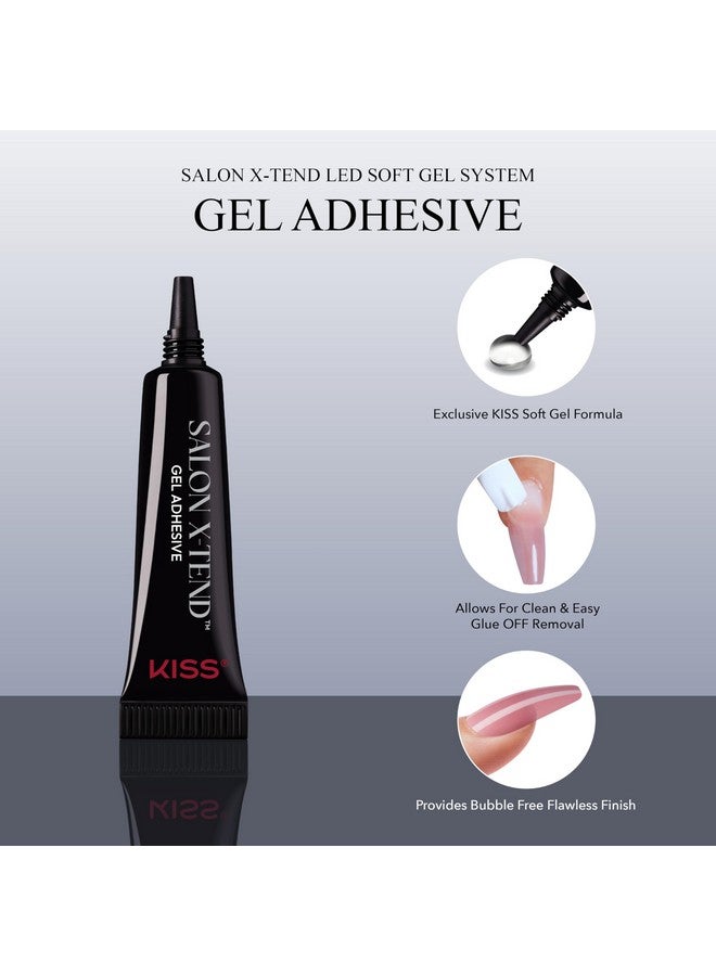 KISS Salon X-tend, Press-On Nails, Nail glue included, 'Flowers', Medium Pink, Long Size, Coffin Shape, Includes 30 Nails, 5Ml Led Soft Gel Adhesive, 1 Manicure Stick, 1 New Mini File, New Prep Pad - Image 4