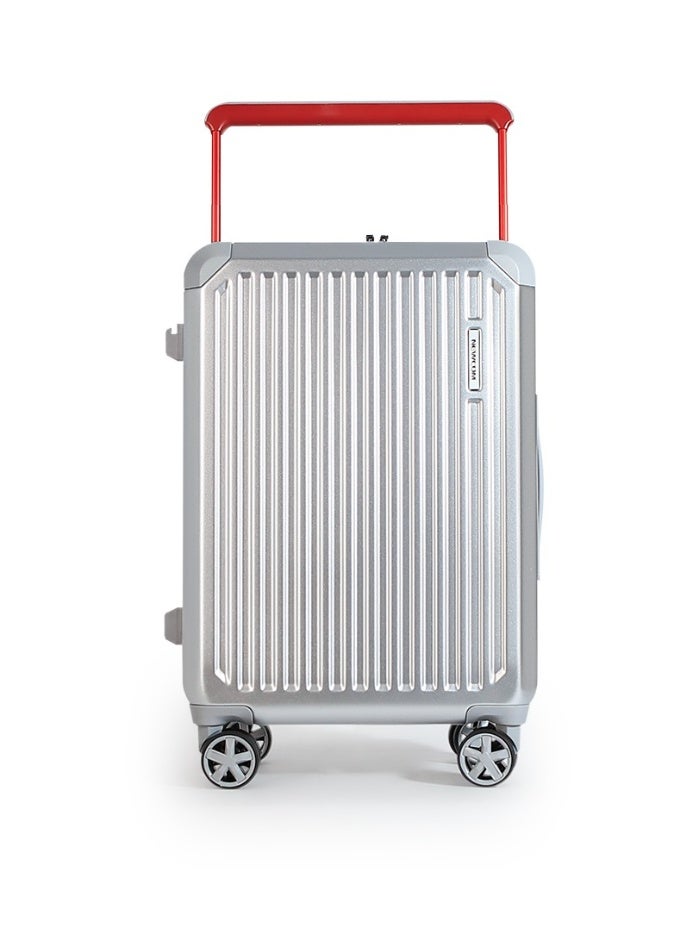 NEWCOM 20 Inch Carry On Luggage with Cup Holder & USB Charging Port, Wide Handle Hard Shell Suitcase with TSA Lock, Double Spinner Wheels Cabin Trolley – Silver / Black - Image 5