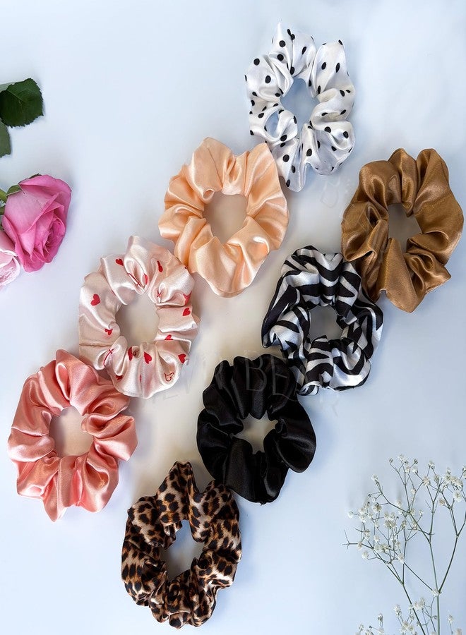 Silvr Bear Luxury Satin Scrunchies for Women ponytail holders, hair ties - 8 pack - Designer edition - Image 1