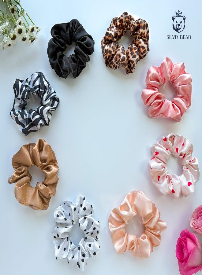 Silvr Bear Luxury Satin Scrunchies for Women ponytail holders, hair ties - 8 pack - Designer edition - Image 4