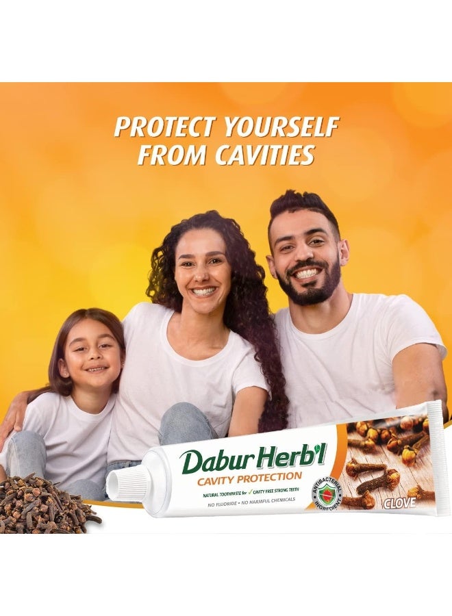 دابر معجون أسنان دابور العشبي الصغير بخلاصة القرنفل لحماية الأسنان من التسوس (10 قطع × 20 غرام) | حجم مناسب للسفر | معجون أسنان طبيعي خالٍ من الفلورايد لحماية الأسنان من التسوس وأسنان قوية | عبوة اقتصادية - Image 2