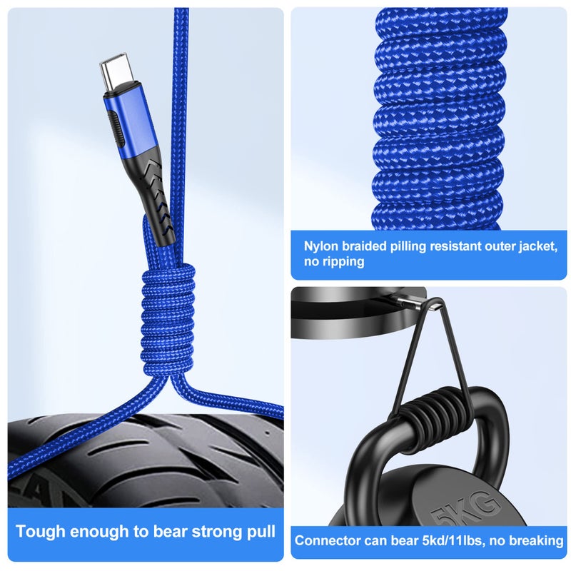 Durcord USB C Fast Charging Cable, Upgraded 2Pack 6ft USB C Charger for Android Phone Pad, Type C Charger Braided USB Cable Compatible with iPhone 15/Pro/Plus/Max - Blue - Image 3