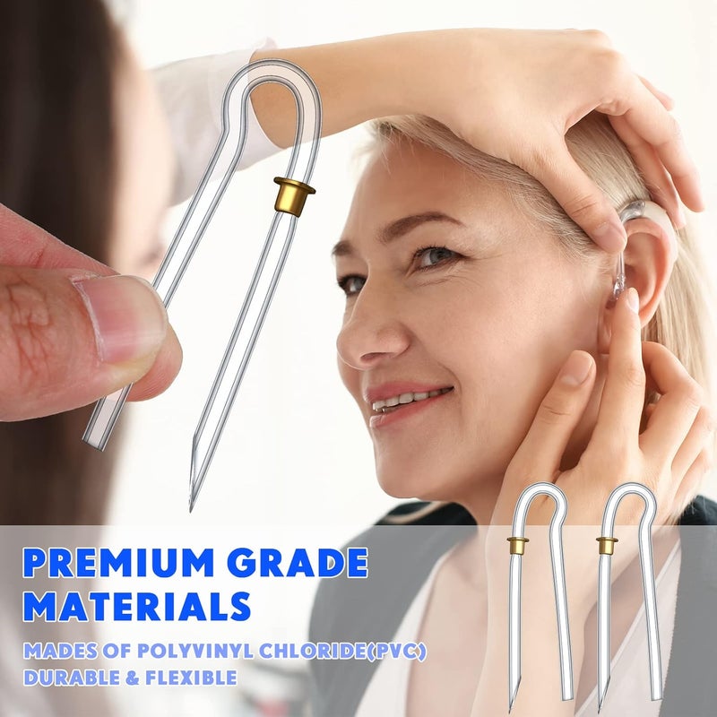 Nuanchu 12 Pcs Hearing Aid Tubes Preformed BTE Earmold Tubing 35 x 2 mm Hearing Aid Replacement Tube with Gold Lock Amplifiers Ear Tubes - Image 5