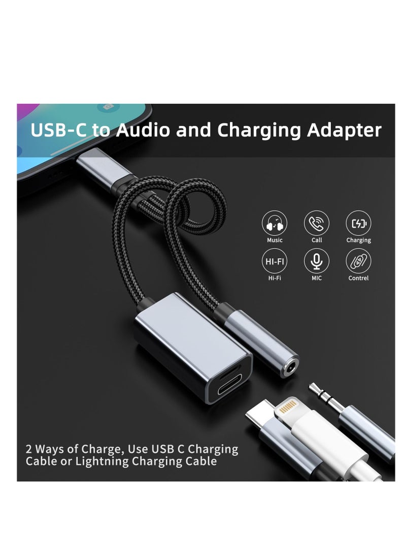 SYOSI USB C to 3.5mm Audio Adapter with Charger, 3 in 1 USB C Earphone Jack Audio Splitter with PD Fast Charging Adapter Compatible with iPhone 15/15Pro, Galaxy S24 Ultra/S23/S22/S21, Google Pixel 8/7/6 - Image 2
