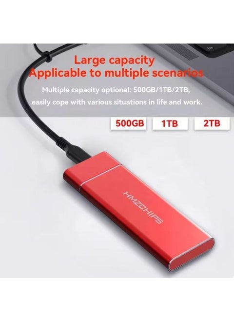 Mobile Solid-state Hard Disk Ultra-thin Upgrade 8tb High-speed Mobile Phone Computer Portable Mobile Hard Disk Large Capacity U Disk-capacity:1TB (64G Expansion) 14th Generation Cross-border-Interface:red