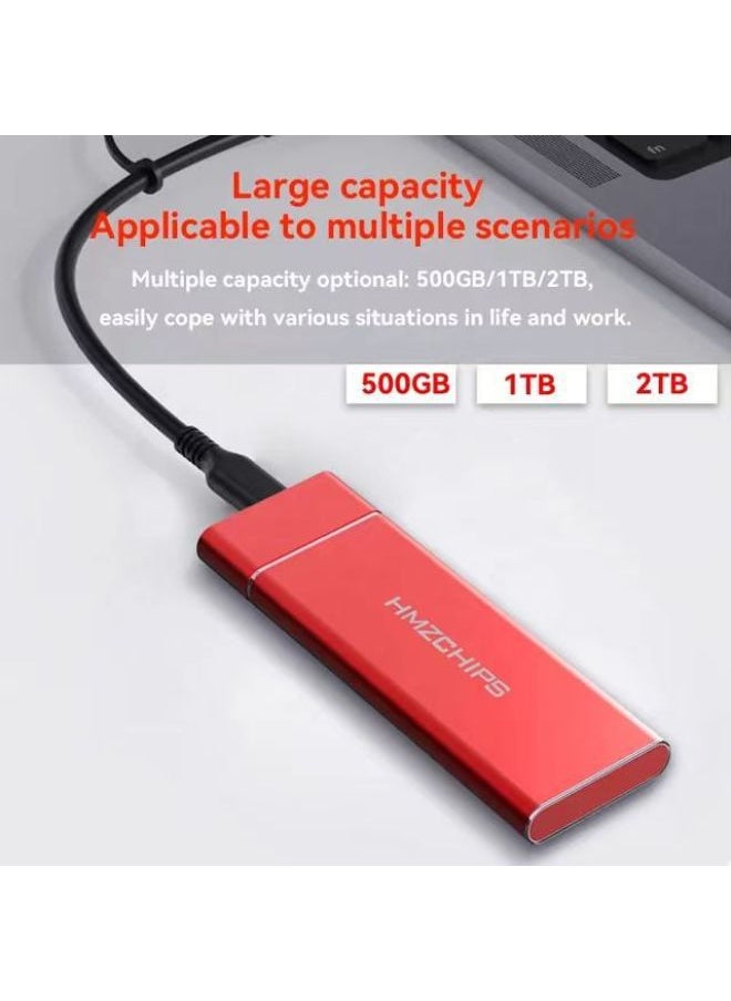 Generic Mobile Solid-state Hard Disk Ultra-thin Upgrade 8tb High-speed Mobile Phone Computer Portable Mobile Hard Disk Large Capacity U Disk-capacity:1TB (64G Expansion) 14th Generation Cross-border-Interface:red  - Image 1