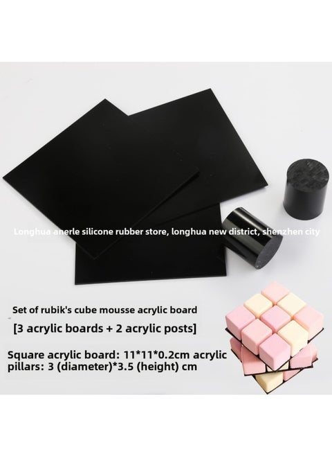 Large Fruit Rubik's Cube Mu Si Mold Three-dimensional Square Square Jiugongge Rubik's Cube Cake Mold Bracket-Color:Ordinary Version Rotatable Small Black For 3.3cm And 3.5cm