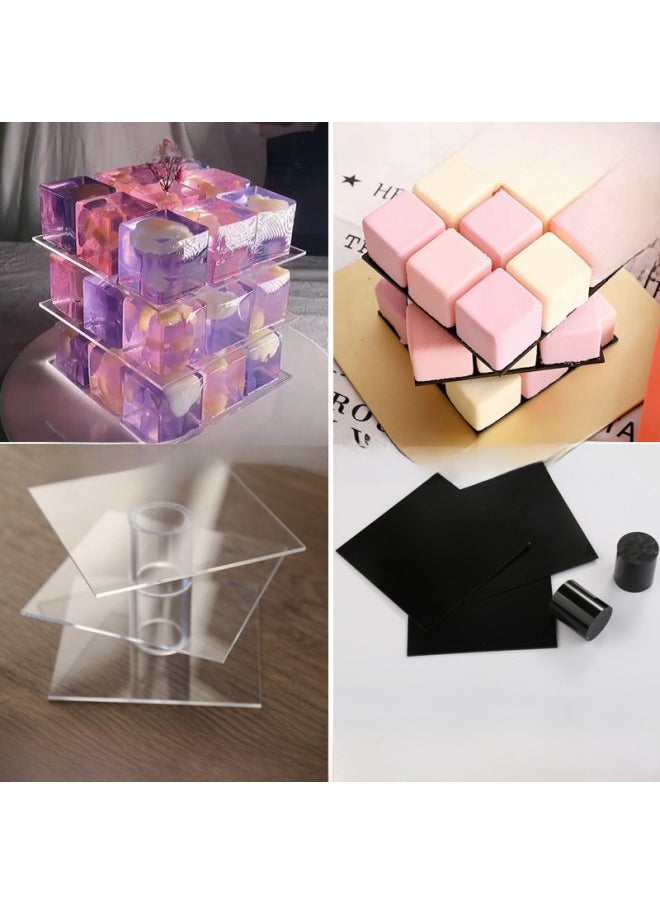 Generic - Large Fruit Rubik's Cube Mu Si Mold Three-dimensional Square Square Jiugongge Rubik's Cube Cake Mold Bracket-Color:Ordinary Version Rotatable Small Black For 3.3cm And 3.5cm - Image 1