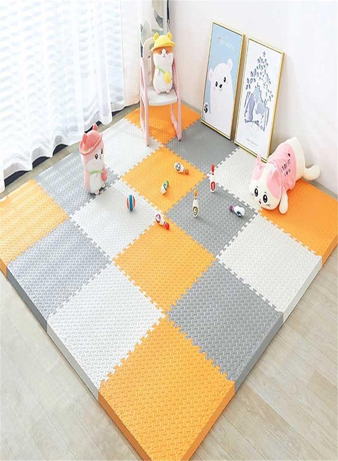 SIGNATRON Puzzle Flooring || Kids Interlocking Play mat || Shop Floor Mat || Kitchen Floor Mat || Pet Mat ||12 MM Thick (6, Grey - Orange - White, 60 * 60 * 1.2 cm) - Image 1