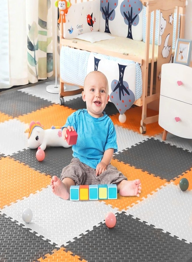 SIGNATRON Puzzle Flooring || Kids Interlocking Play mat || Shop Floor Mat || Kitchen Floor Mat || Pet Mat ||12 MM Thick (6, Grey - Orange - White, 60 * 60 * 1.2 cm) - Image 3