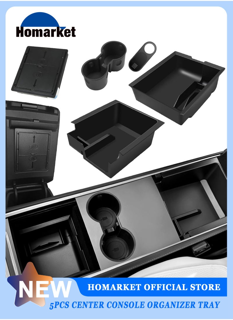 هومار كيت Tesla Model 3 & Y 5 Piece Console Organizer Set -Tesla Model 3 & Model Y Interior Accessories for 2021-2023.  - Image 1