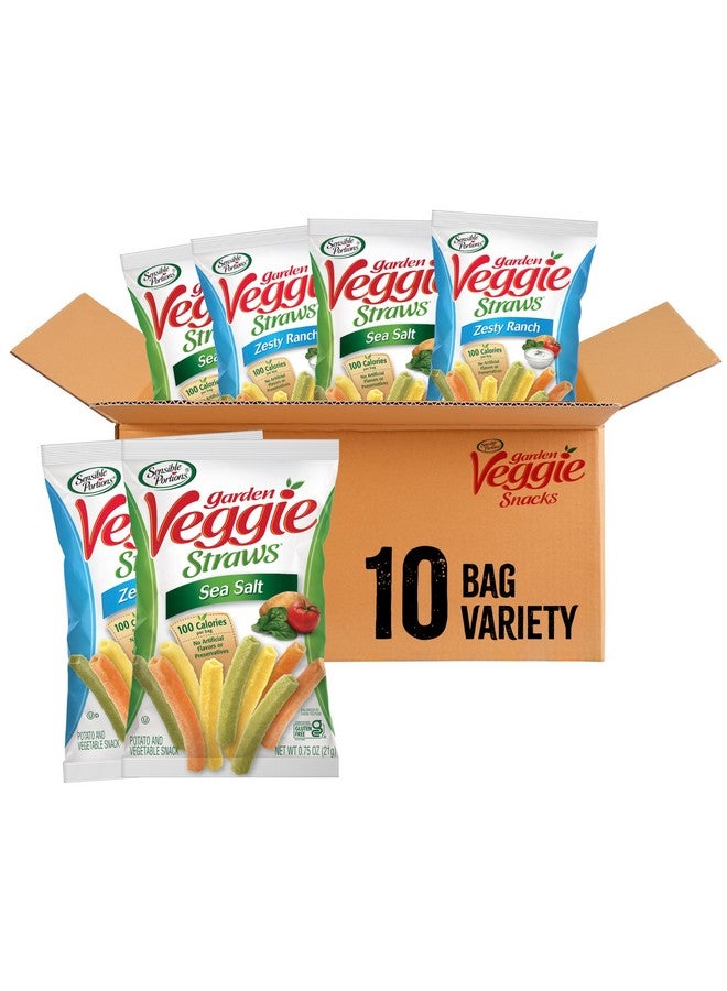 Sensible Portions Sensible Portions Veggie Straws Multi-Pack, Sea Salt and Zesty Ranch Flavor, Gluten-Free Chips, Individual Snacks, 0.75 Ounce Bag, 10-Pack  - Image 1