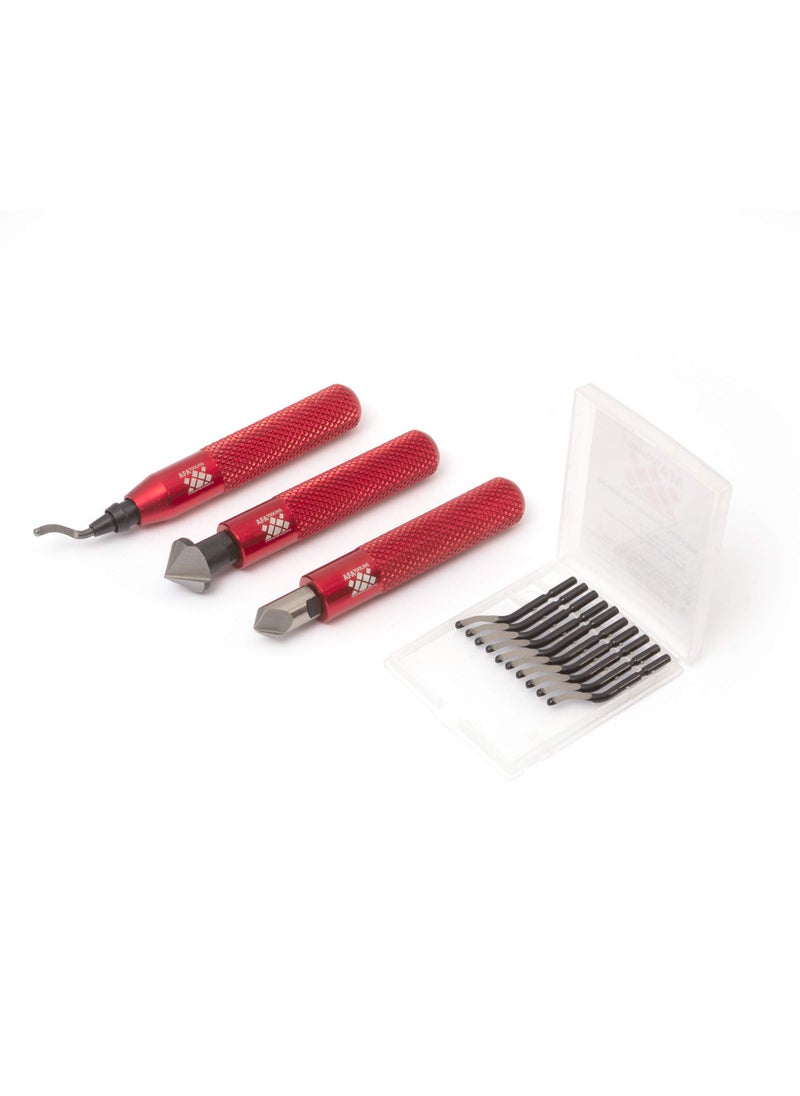 AFA Tooling Approved for Automotive AFA Tooling - Deburring Tool & 2 Countersink Hand Reamers with 10 Blades - Works on Metal, Resin, PVC Pipes, Copper, Plastic and 3D Printed Edges - Plumbing & 3D Printing Burr Removal Reamer Tool  - Image 1