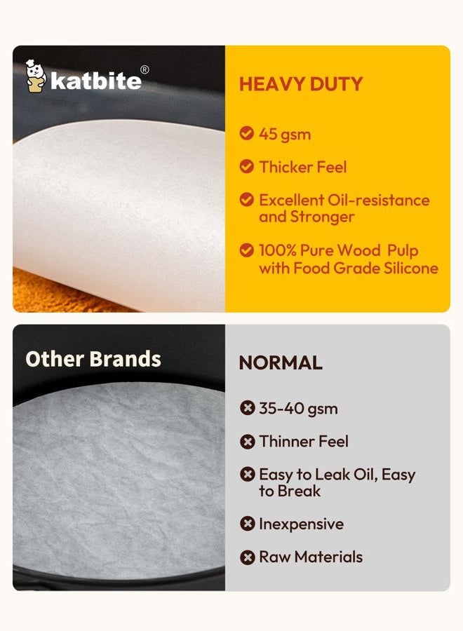 Katbite Heavy Duty Parchment Rounds 7 Inch 200 Pcs, 4"6"8"9"10"12" Parchment Paper Rounds Available, Uses for Cake Baking, Air Fryer Liners - Image 4