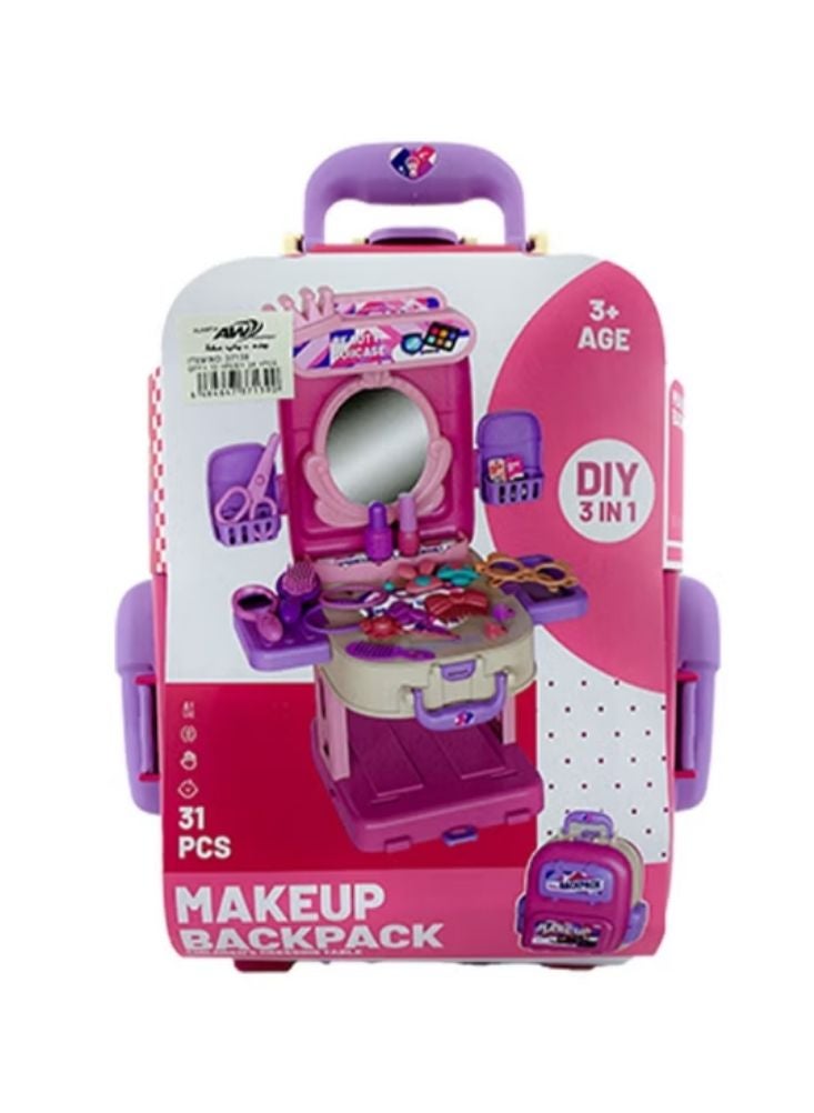 Makeup Kids Makeup Play Set – 3-in-1 Beauty Backpack with Mirror & Accessories - Image 3