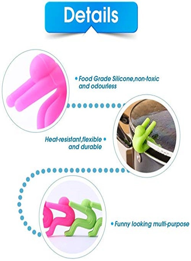 زيسويل مانع انسكاب، عبوة من 4 قطع، غطاء سيليكون مبتكر لأدوات الطبخ، مانع انسكاب، غطاء للمقلاة، أداة مطبخ (أخضر ووردي) - Image 4