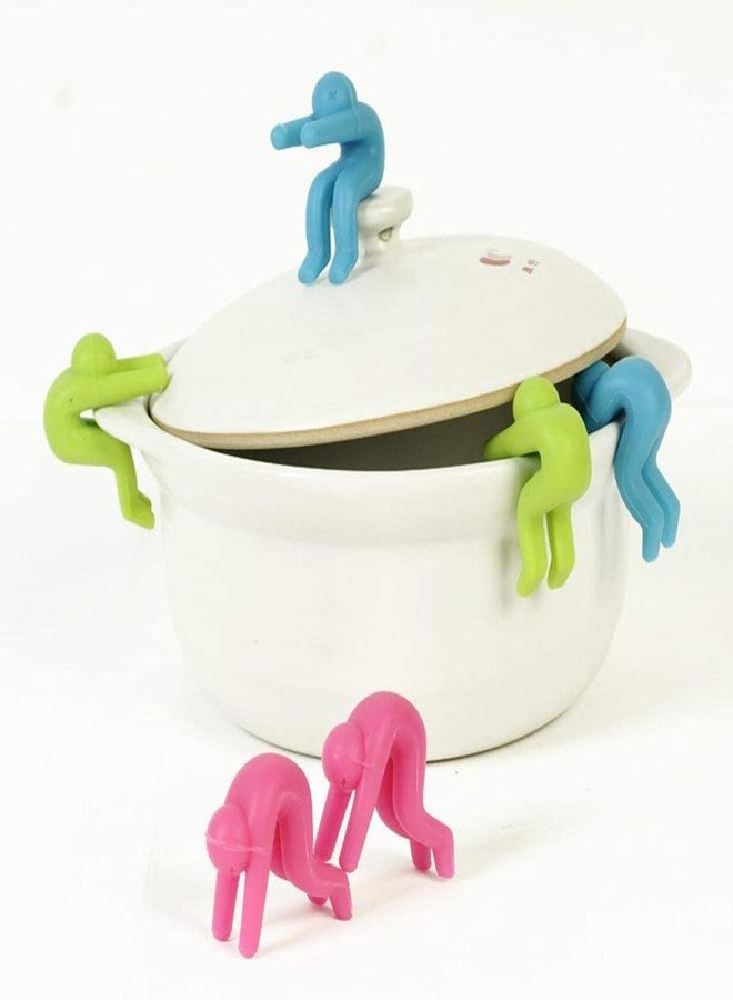 زيسويل مانع انسكاب، عبوة من 4 قطع، غطاء سيليكون مبتكر لأدوات الطبخ، مانع انسكاب، غطاء للمقلاة، أداة مطبخ (أخضر ووردي) - Image 1