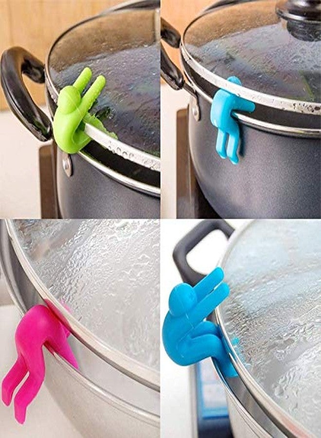 زيسويل مانع انسكاب، عبوة من 4 قطع، غطاء سيليكون مبتكر لأدوات الطبخ، مانع انسكاب، غطاء للمقلاة، أداة مطبخ (أخضر ووردي) - Image 2