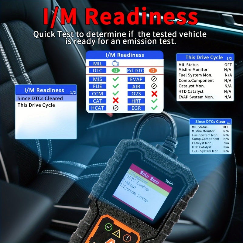 OBD2 Scanner Diagnostic Tool Black 600 Code Reader for 1996 Vehicles CAN Protocols Plug Play - Image 3