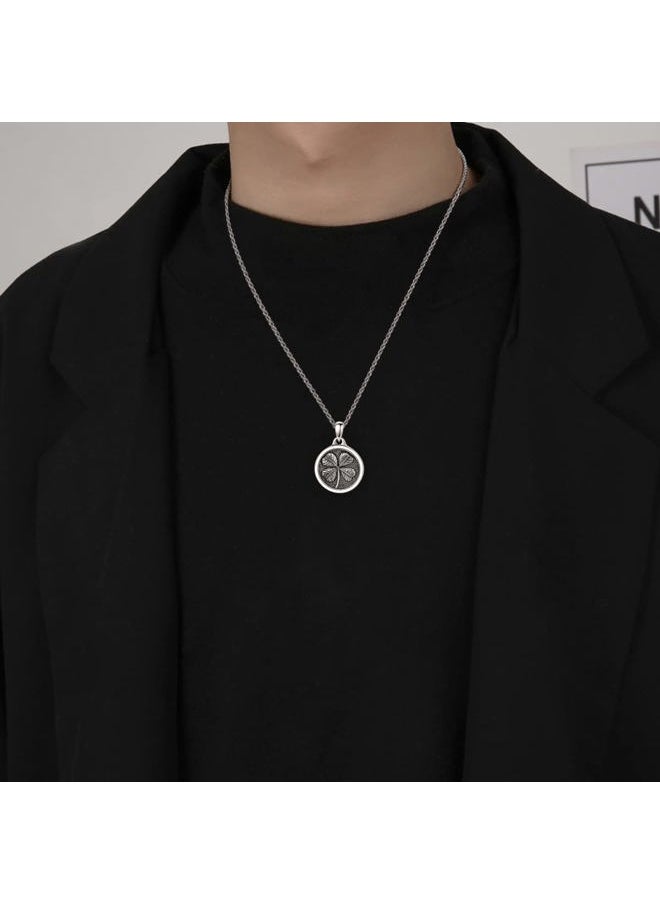 PDTJMTG Clover Necklace Sterling Silver Four Leaf Clover Pendant with 22”+2” Stainless Steel Chain Good Luck Gift for Men Women  - Image 3