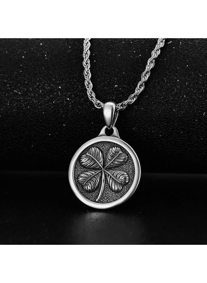 PDTJMTG Clover Necklace Sterling Silver Four Leaf Clover Pendant with 22”+2” Stainless Steel Chain Good Luck Gift for Men Women  - Image 2