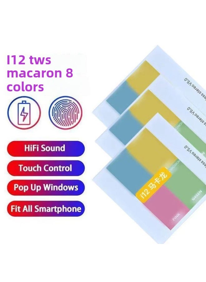 Generic HuaqIangbeI I12 Macaron 2nd GeneratIon In-ear WIreless Bluetooth Headset Frosted Colorful Sports Headset TWS Cross-border-Color:Macaron Black  - Image 3