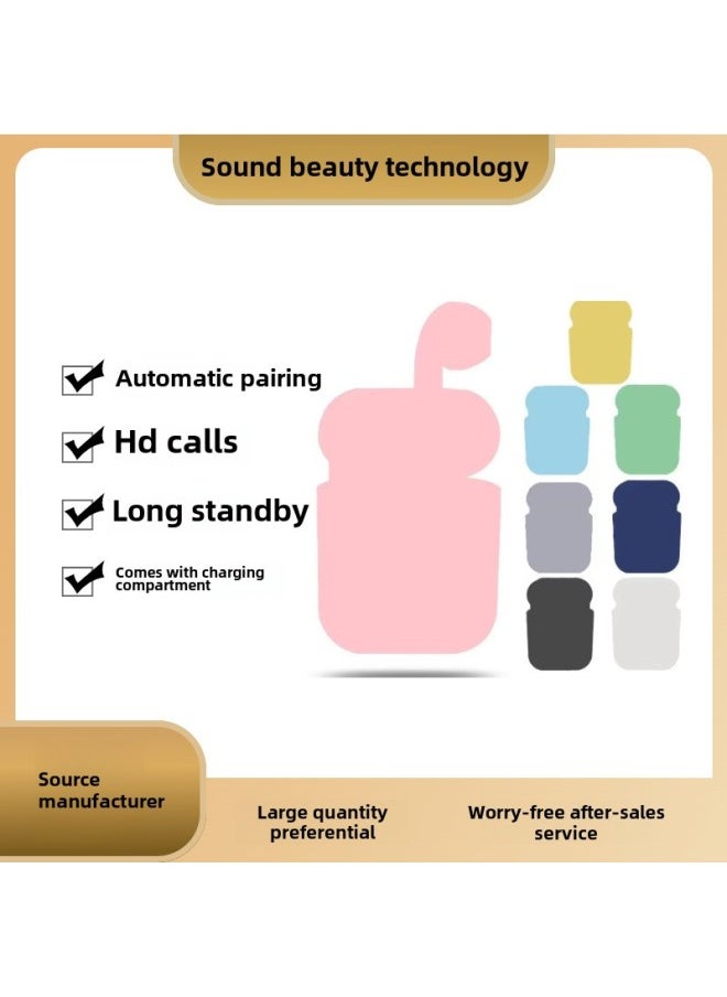 Generic HuaqIangbeI I12 Macaron 2nd GeneratIon In-ear WIreless Bluetooth Headset Frosted Colorful Sports Headset TWS Cross-border-Color:Macaron Black  - Image 1