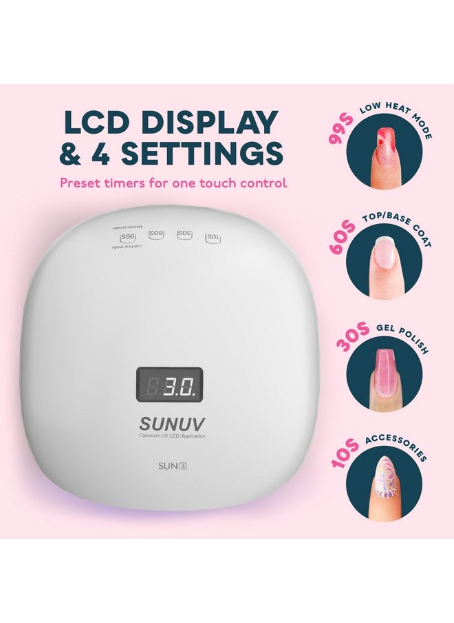 سنوف مصباح أظافر SUNUV SUN4 48 واط بالأشعة فوق البنفسجية LED، ضوء الأشعة فوق البنفسجية للأظافر، مصباح الأشعة فوق البنفسجية LED لأظافر الجل مع 4 إعدادات مؤقت، مجفف أظافر لطلاء الجل لصالونات التجميل المنزلية باللون الأسود  - Image 3