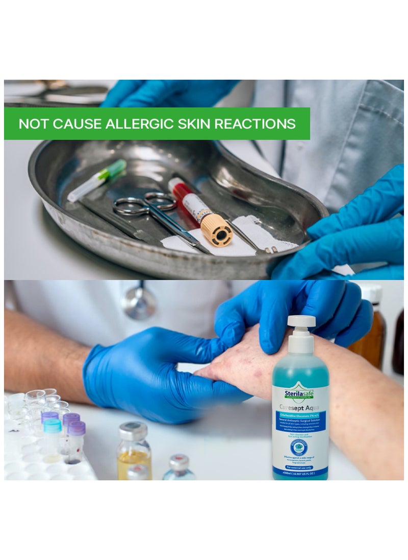 Sterilasafe Sterilasafe CureSept Aqua General Antiseptic, Antimicrobial Skin Cleanser, Surgical Solution, Chlorhexidine Gluconate 2%, Alcohol free, 500 ML  - Image 5