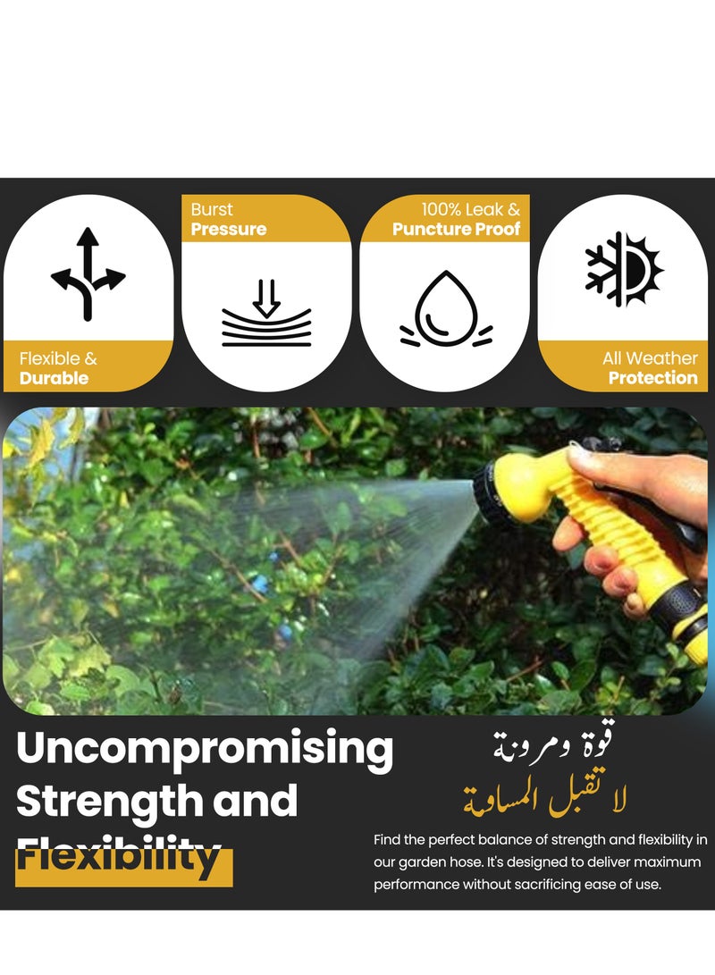 ABJ 30M Garden Hose Reel Set with 10-Function Spray Gun – Portable Hose Holder for Outdoor Watering, Lawn Care, and Car Washing (Yellow) - Image 2