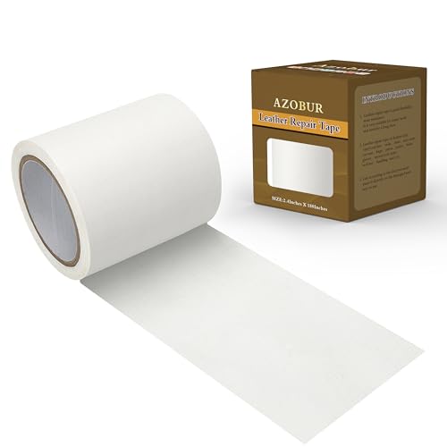 Azobur Leather Repair Tape Patch Leather Adhesive for Sofas, Car Seats, Handbags, Jackets,First Aid Patch 2.4" X15' (White Leather) - Image 1