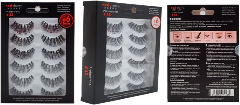 Red Cherry False Eyelashes #43 - 6 Pack of 100% Human Hair Lashes - Image 2