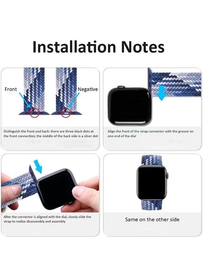 Sthxyfaith Bands Compatible with Apple Watch 45mm/44mm/42mm iWatch SE2 SE Series 9/8/7/6/5/4 Strap, for Men Women Braided Solo Loop Replacement Band, Waterproof Sweat Resistant and Breathable, Blueberry Color - Image 4