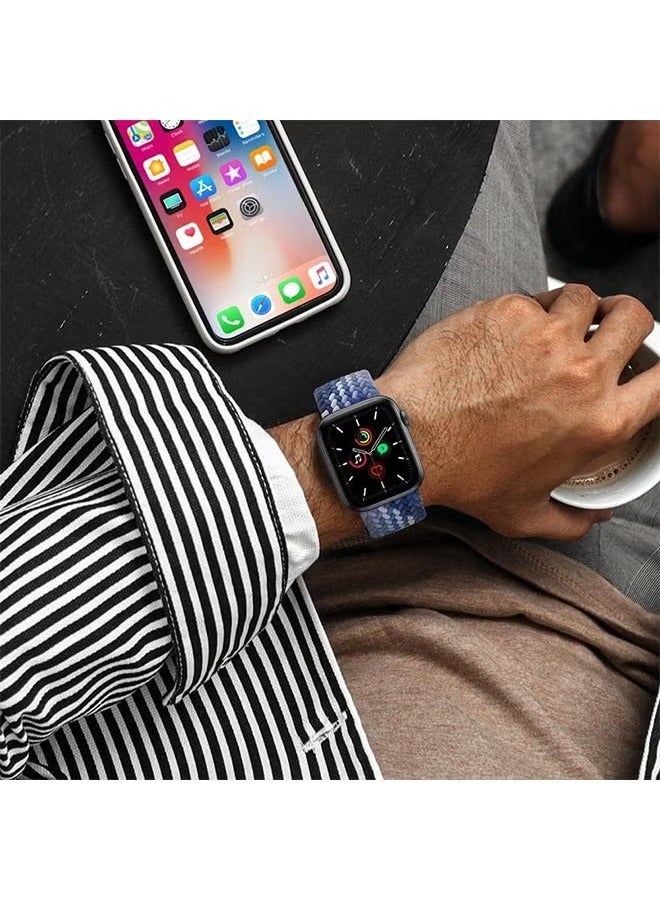 Sthxyfaith Bands Compatible with Apple Watch 45mm/44mm/42mm iWatch SE2 SE Series 9/8/7/6/5/4 Strap, for Men Women Braided Solo Loop Replacement Band, Waterproof Sweat Resistant and Breathable, Blueberry Color - Image 5
