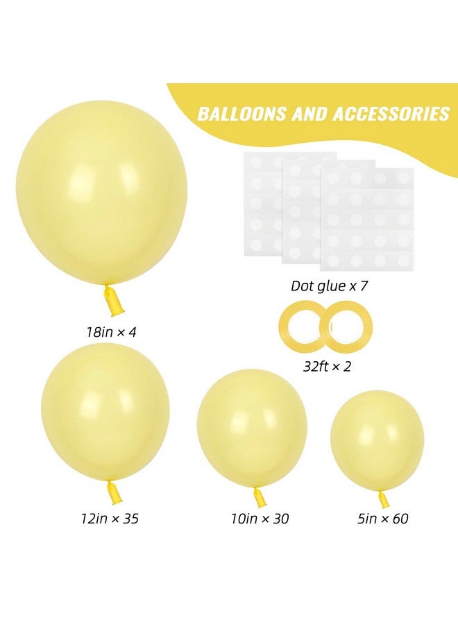 RUBFAC 129pcs Pastel Yellow Balloons Different Sizes 18 12 10 5 Inches Light Yellow Balloons for Happy Birthday Wedding Anniversary Baby Shower Garland Arch Party Decoration - Image 2