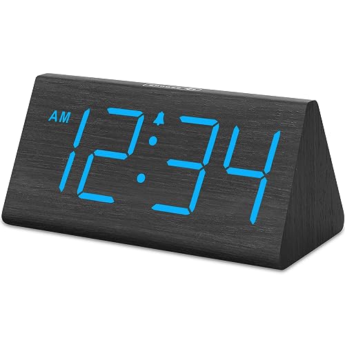 DreamSky Wooden Digital Alarm Clocks for Bedrooms - Electric Desk Clock with Large Numbers, USB Port, Loud Alarm for Heavy Sleepers, Adjustable Volume, Dimmer, DST, Wood Décor Gifts, Adapter Powered - Image 1