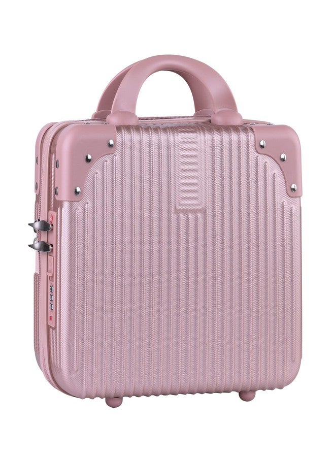 Kuruji Portable Hard Shell Cosmetic Travel Case, Small Travel Hand Luggage with Elastic Band, Mini ABS Carrying Makeup Case Suitcase (Makeup Suitcase - Pink) - Image 1